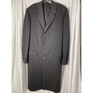 Vintage Men’s Gray Wool Tweed Long Hand Tailored Trench Coat Stein Bloch Satin